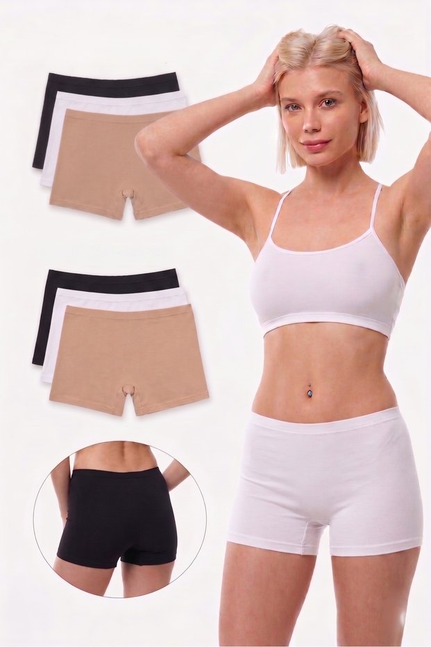Women's Set of 6 Lycra 95% Cotton Flexible Comfortable Boxer Shorts Leggings
