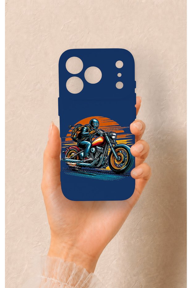 iPhone 17 Pro Compatible Moto Rider Patterned Silicone Case