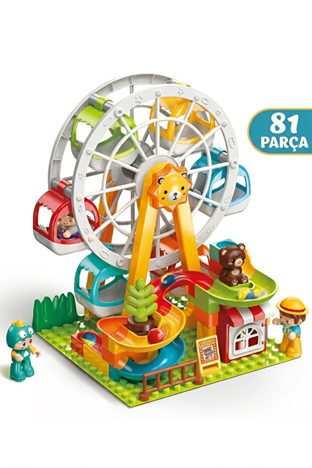 Amusement Park Ferris Wheel Big Block Set | 81 Pieces | 3 Years+ | Interactive Entertainment Center | Creativity and Motor Skills