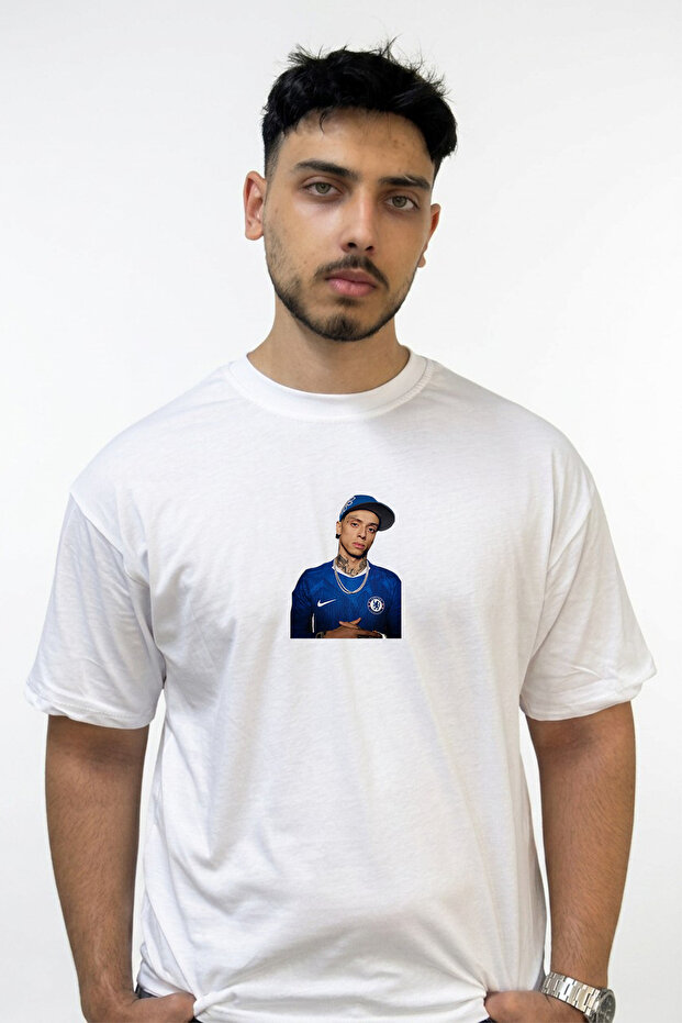 Central Cee_51 Design Printed Oversize White T-Shirt