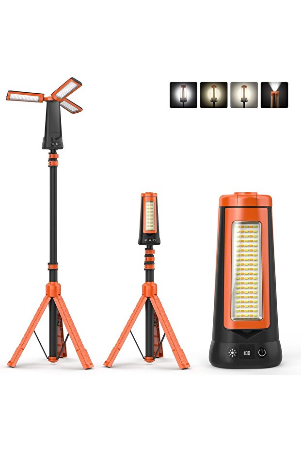 Portable 5500LM Rechargeable LED Camping Light with Adjustable Tripod Dimmable Work Lamp