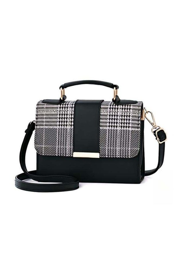Women's Versatile Contrasting Plaid Shoulder Bag, Ladies PU Leather Crossbody Bag Side Bag Carry Bag