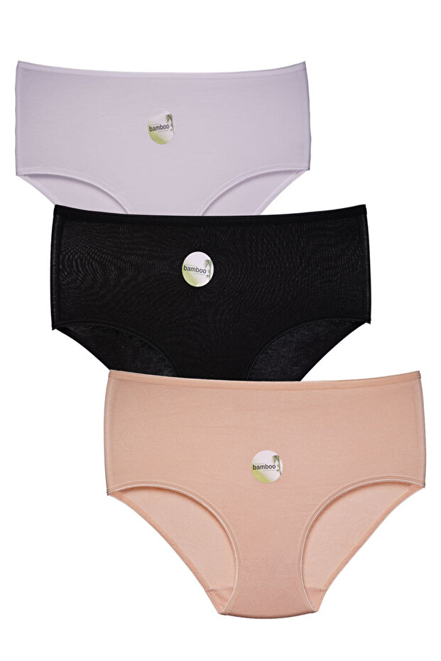 High Waist Real Bamboo Fabric Basic Women's Slip Panties 3-Pack Pw-2572 -R/8/6