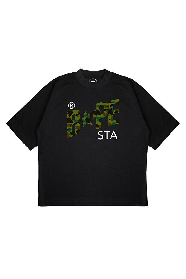 Unisex Oversize Bape 1St Sta Printed Boxy Fit Thick Fabric T-Shirt
