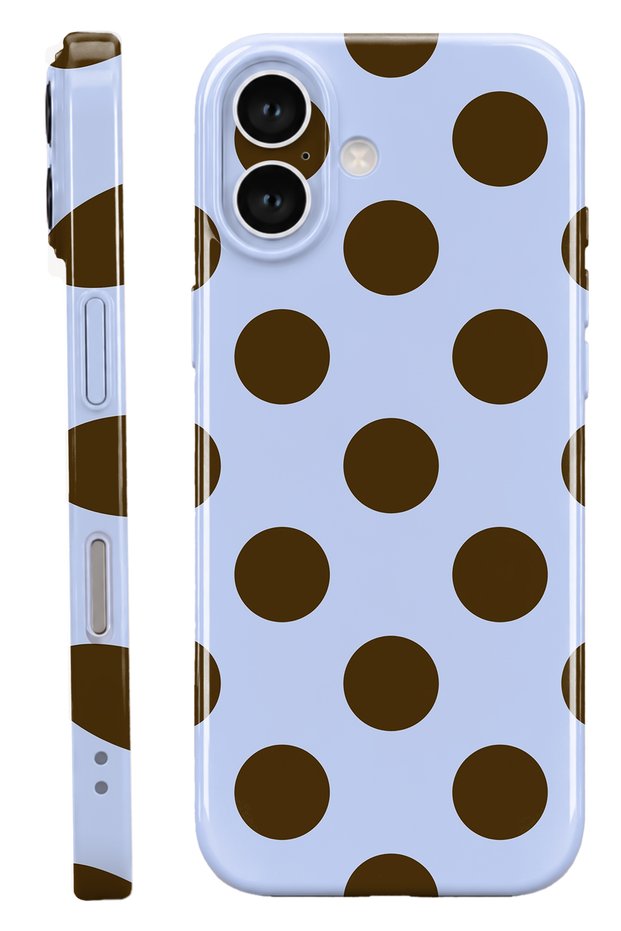 iPhone 17 Coffee Polka Dot Protect Slim Glossy Full Covering Print Camera Protected Phone Case