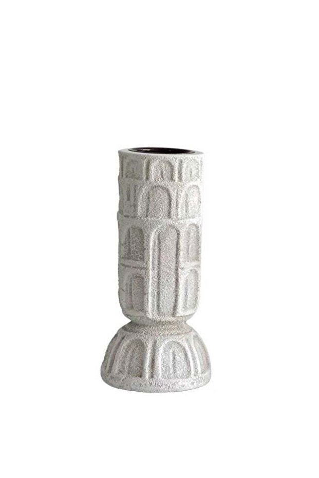 Mirabella Candle Holder Grey Polyresin Decorative Stand Home Decor