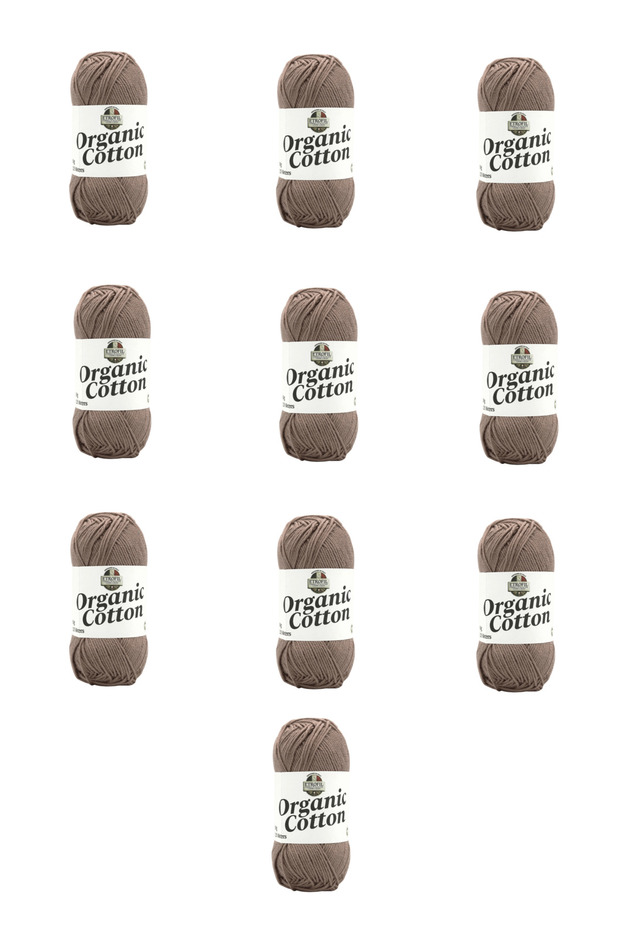 10 Pieces of Organic Cotton (77223) Gray Brown 100% Organic Cotton Amigurumi and Baby Knitting Yarn