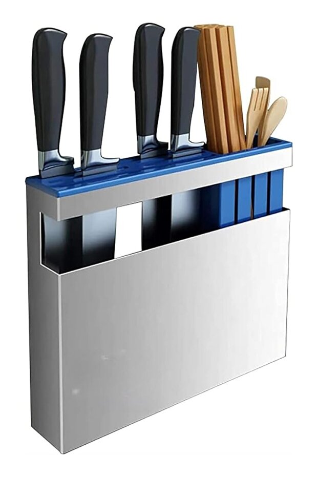 Wall Mounted Kitchen Knife Storage Block, Stainless Steel Knife Holder Storage Rack Shelf,