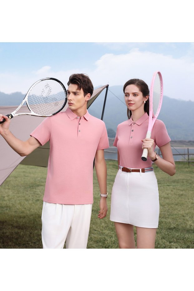 Arw50358 Seri̇ntutan--High Quality Buttoned Merserized Polo Collar Tshirt