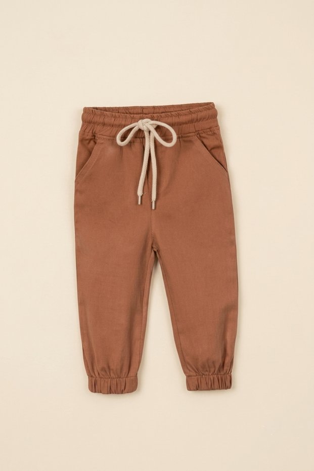 Boys' Woven Jogger Pants with Elastic Waist and Tie Detail