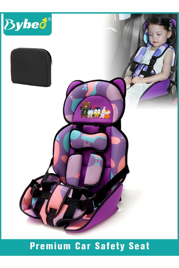 Auto Child Safety Seat, Simple Car Portable Seat Belt, Foldable Car Seat Protection Travel Accessories for Kids 0-12, Car Seat Liner for Toddlers 3-5