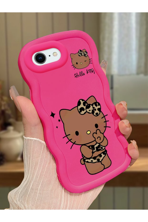 iPhone Se 2022 Compatible Case Camera Protector Red Silicone Couple Phone Case Kitty Pattern