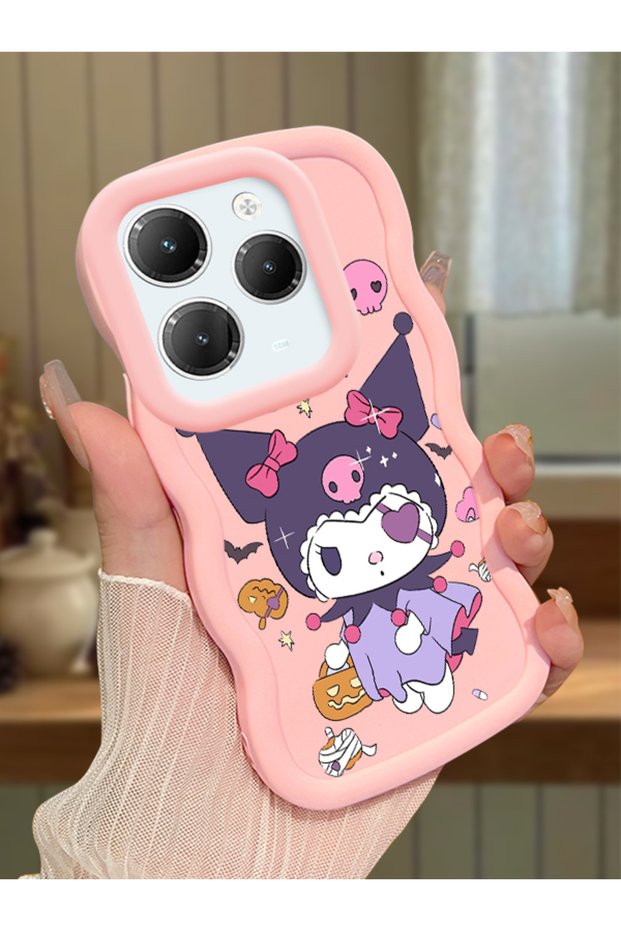 Infinix Hot 40 Compatible Case Camera Protector Pink Silicone Couple Phone Case Cartoon Pattern