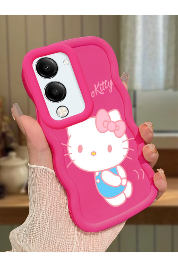 Vivo Y19S Gt 5g Compatible Case Camera Protector Red Silicone Couple Phone Case Kitty Pattern