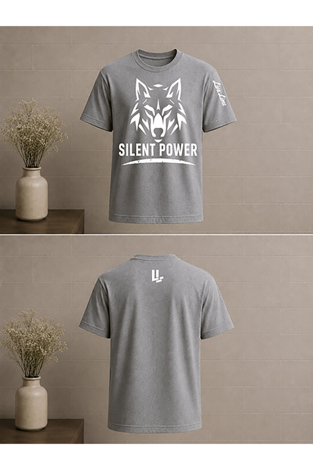 تي شيرت للجنسين مطبوع عليه نص Silent Power بمقاس كبير