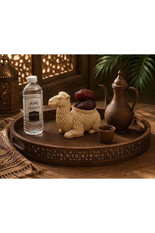 وعاء زمزم على شكل جمل مع حامل، وعاء زخرفي للتمر، هدية رمضان والحج والعمرة