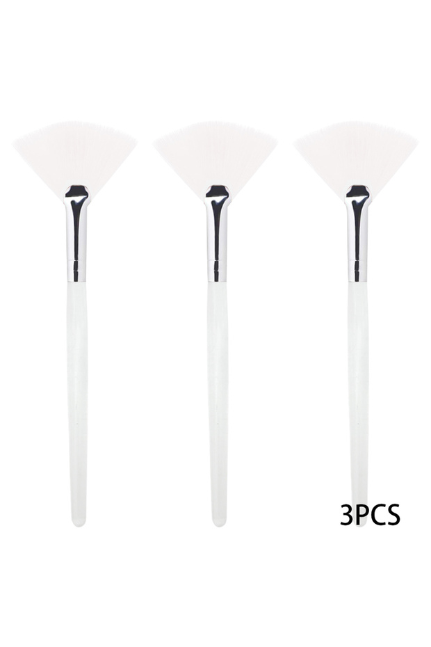 HZS-White-3pcs 3/9PCS Fan Face Mask Brush Set - Vegan Soft Bristles, Hypoallergenic Applicator for E
