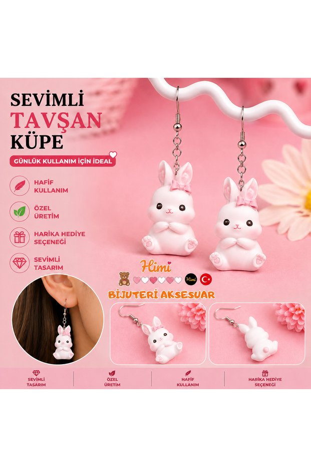 Cheerful Ribbon Rabbit Animal Figure Dangle Earrings Lightweight Design Daily Use Bijouterie Children's Earring