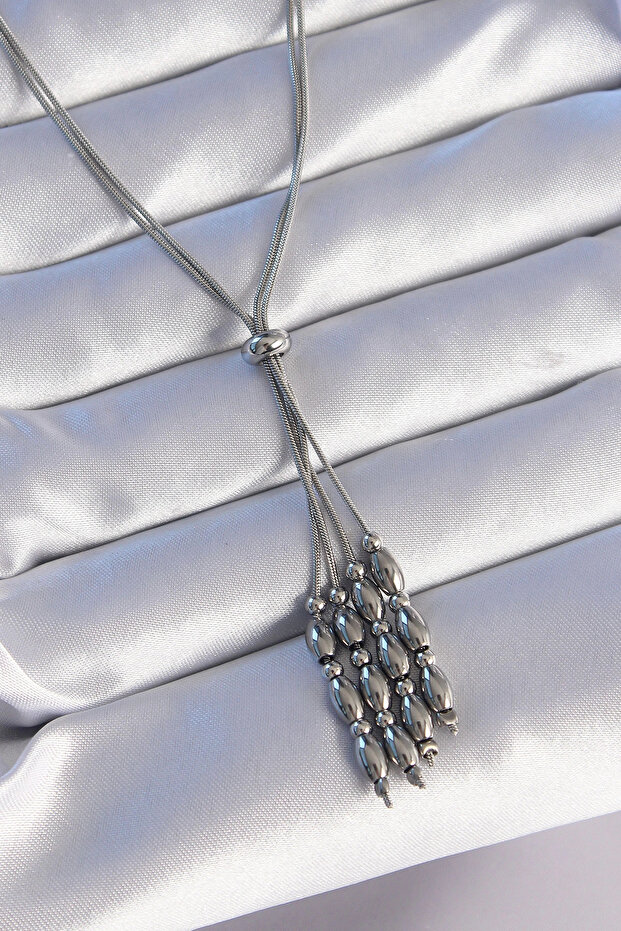 316L Steel Silver Color Length Adjustable Dangle Model Necklace