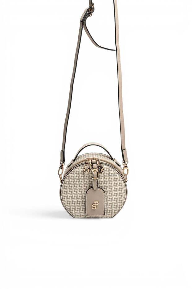 Sand - Sand Beige Houndstooth Plaid Women's Crossbody Bag Sp1163