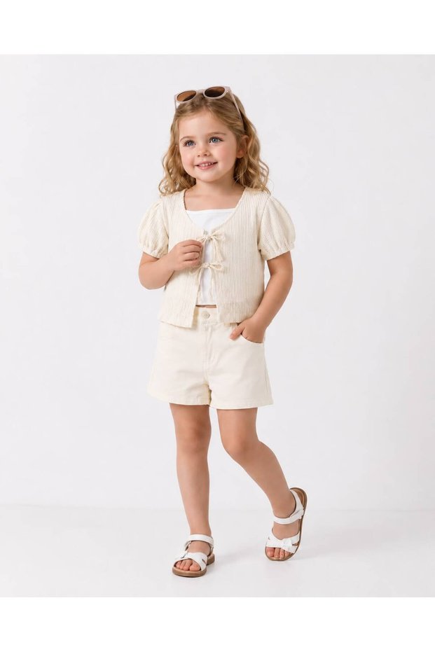 Girls' Knitted Vest, Tank Top and Shorts 3-Piece Set