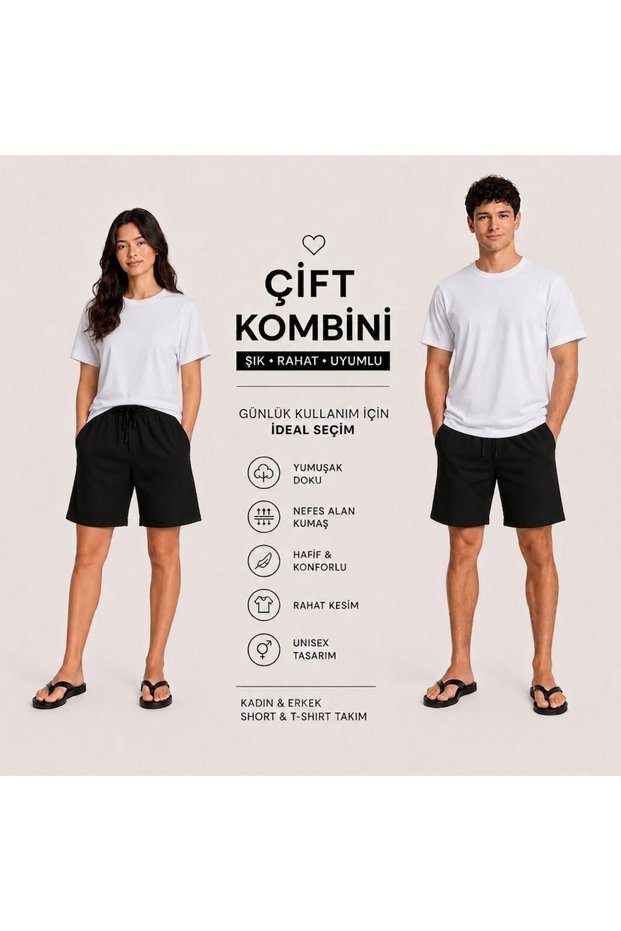 Shorts T-Shirt Set for 2-Piece Couples, Wife's Favorite, Stylish and Simple Design