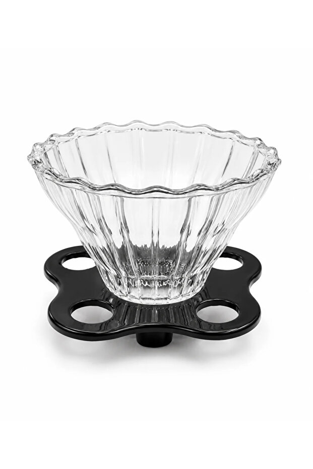 قمع ترشيح قهوة زجاجي مع قاعدة – أداة تحضير القهوة المقطرة (Pour Over Coffee Dripper)