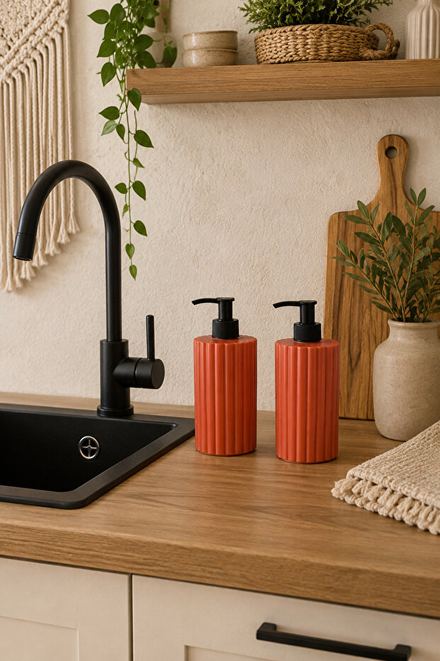 Decorative 2-Piece Bohemian Style Kitchen Set Liquid Soap Dispenser and Detergent Dispenser Set, Hand Soap Dispenser and Dish Soap Dispenser Set