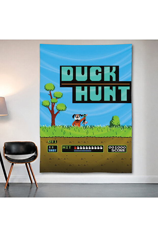 Duck Hunt Nes Wall Covering Wall Tapestry First Quality Satin Fabric Poster