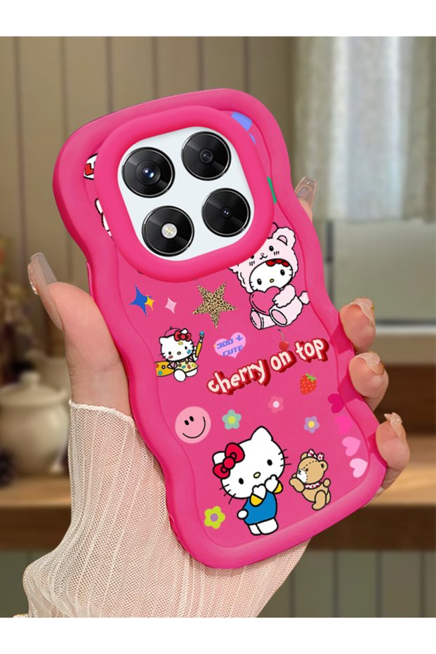 Redmi Note 14 Pro 4g Compatible Case with Camera Protector Red Silicone Couple Phone Case Kitty Pattern