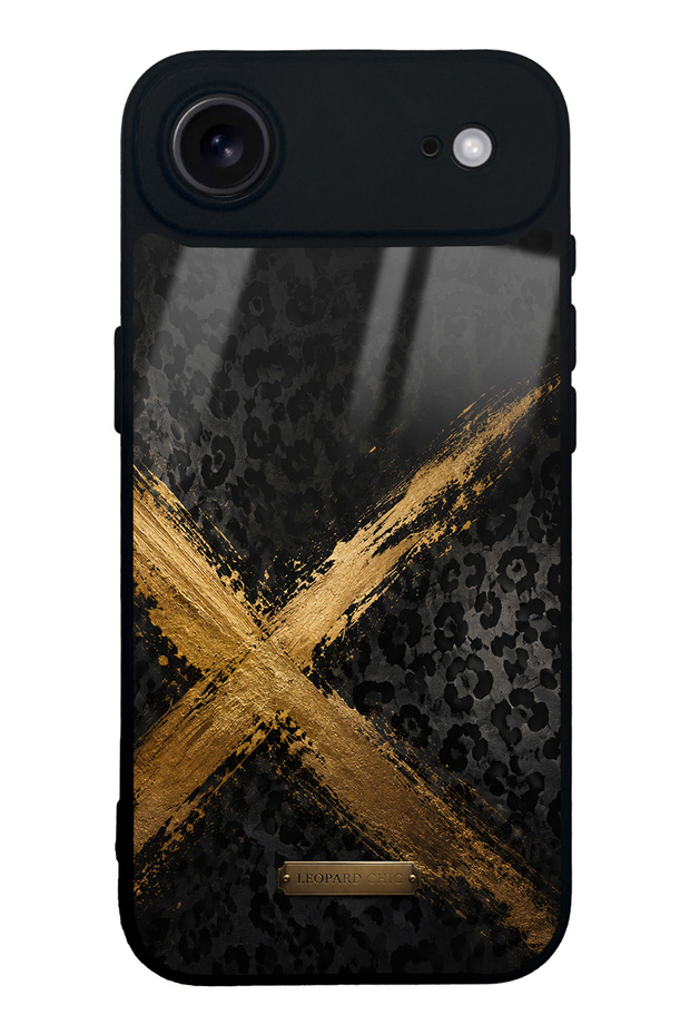 iPhone 17 Air Golden Leopard X Design Glossy Phone Case