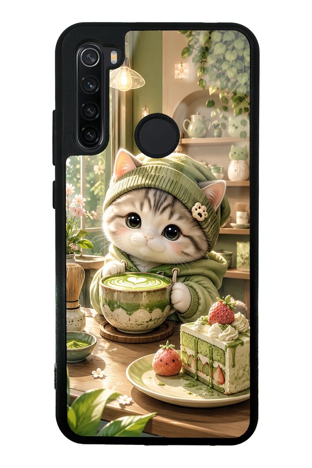 Xiaomi Redmi Note 8 Matcha Kitty Coffee Design Glossy Phone Case