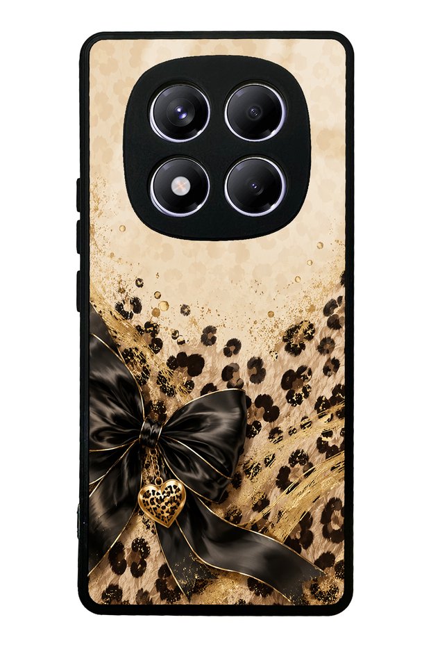 Xiaomi Redmi Note 14 Pro 4g Golden Leopard Heart Design Glossy Phone Case