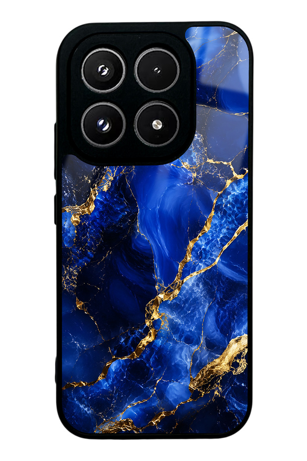 Xiaomi 17 Glossy Phone Case with Sapphire Gold Marble Design