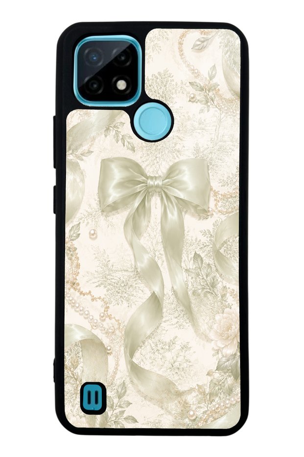 Realme C21 Glossy Phone Case with Ivory Pearl Bow Design