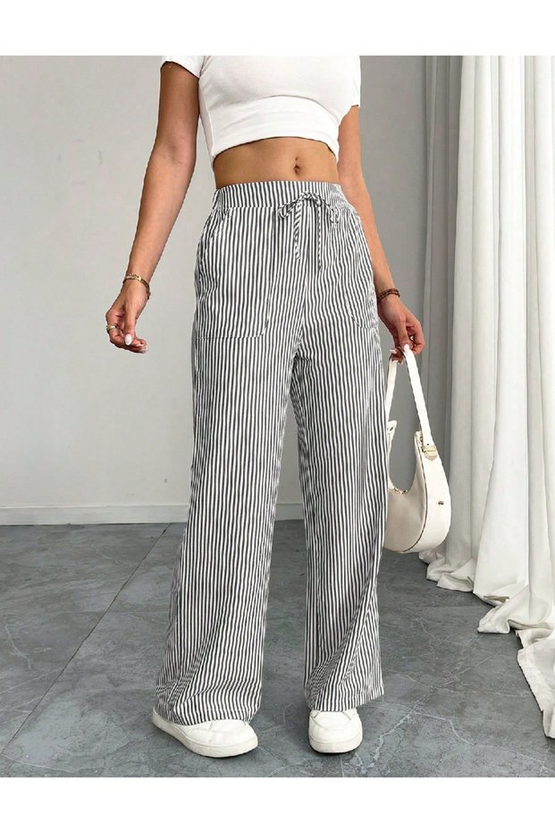 Pantaloni, Gri/Alb