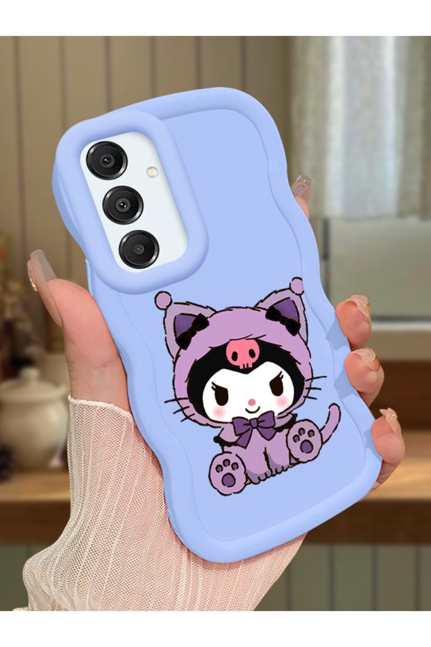 Samsung Galaxy A16 Compatible Case Camera Protector Blue Silicone Couple Phone Case Kuromi Pattern