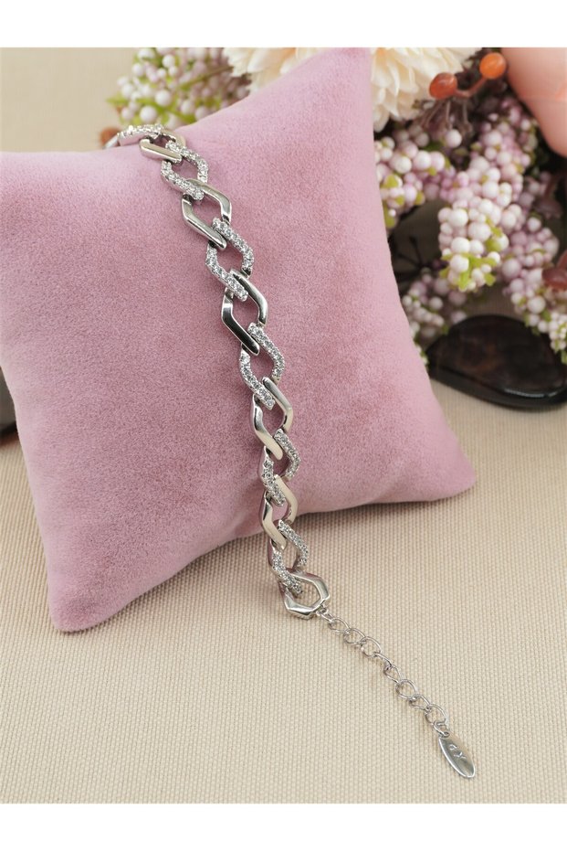 Vip Zircon Stone Silver Color Luxury Xuping Steel Bracelet, Non-Tarnish Steel Bracelet 17+4 cm