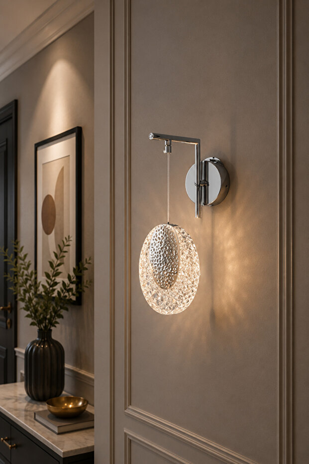 فيولا تصميم عصري بلون الكروم - إضاءة نهارية - حمام - مطبخ - غرفة معيشة - شمعدان حائط LED