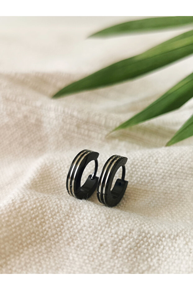 Steel Hoop Men's Earrings Pair