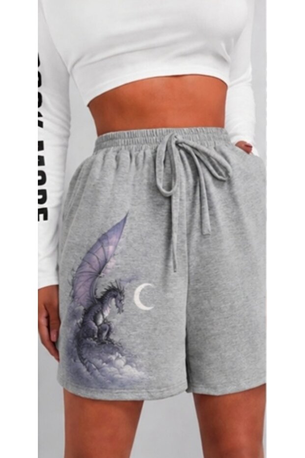 Unisex Oversize Relaxed Fit High Waist Special Design Printed Summer Shorts
