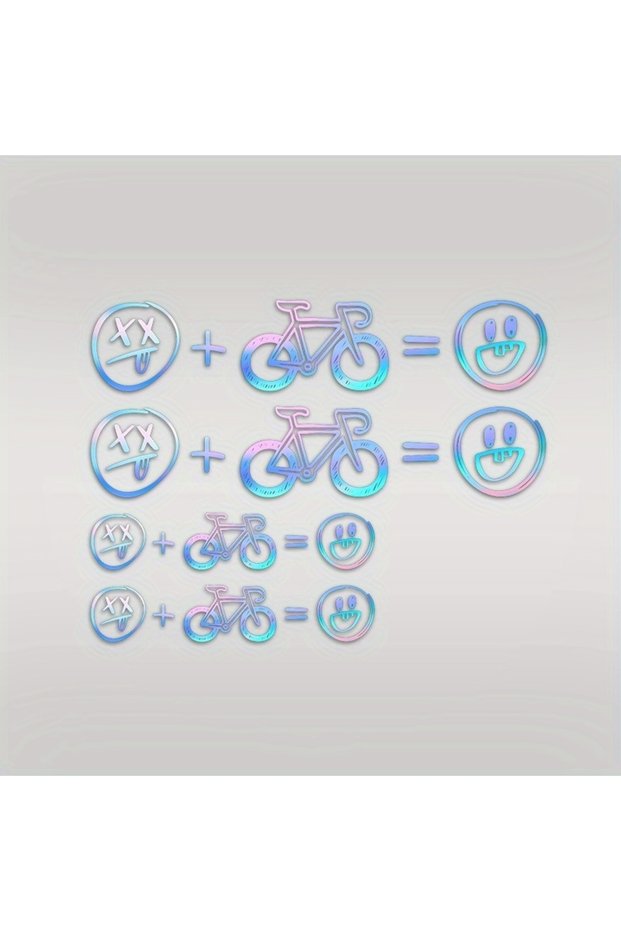 4PCS SET 4pcs/Sheet Happy Face Bike Stickers - Road Bike Decor, Universal for Motorcycle & Car, Holi