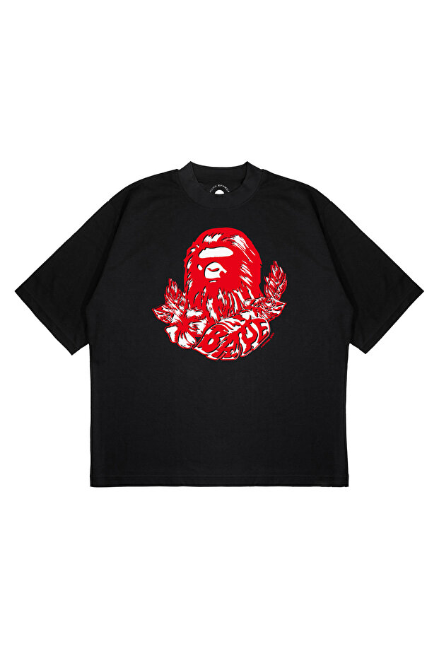 Unisex Oversize a Bathing Ape Flower Printed Boxy Fit Thick Fabric (240Gsm) T-Shirt