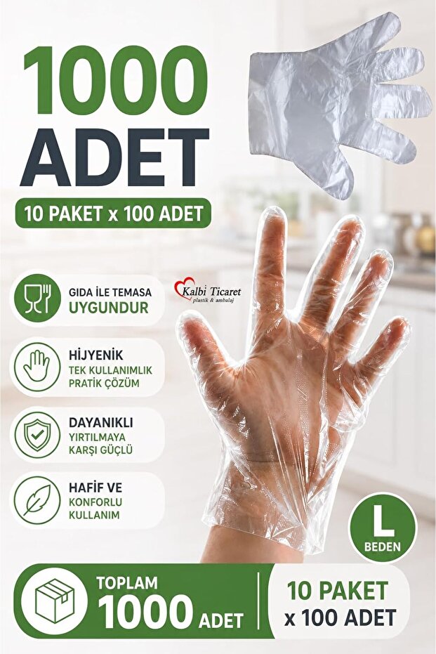 Kalbi Ticaret Transparent Gloves 1000 Pieces Tissue Bag Gloves Disposable Single Use Gloves