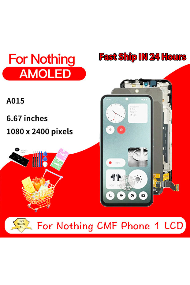 شاشة OLED مع إطار 6.67 بوصة AMOLED لهاتف Nothing CMF Phone 1 Phone1 LCD A015 شاشة عرض تعمل باللمس مع محول رقمي A