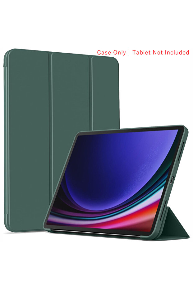 Galaxy Tab S8 YT Dark Green Tri-fold Flip Case For Tab S7 S8 S9 S9 FE 10.9'' 11'' 2023 2021 Magnet