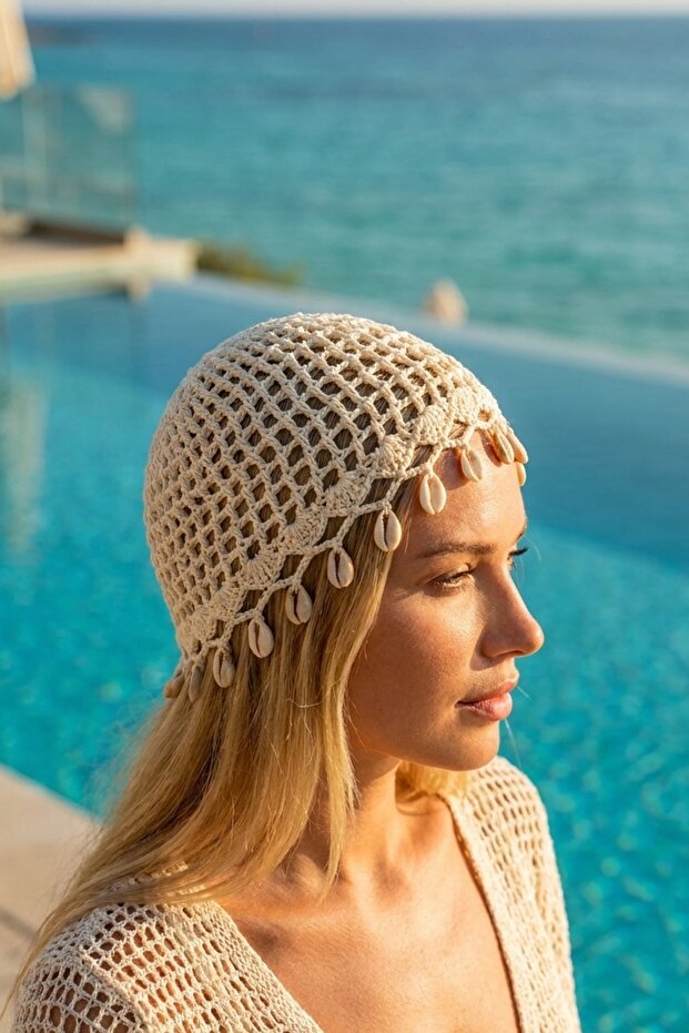Marina Sea Shell Mesh Knitted Women's Beanie