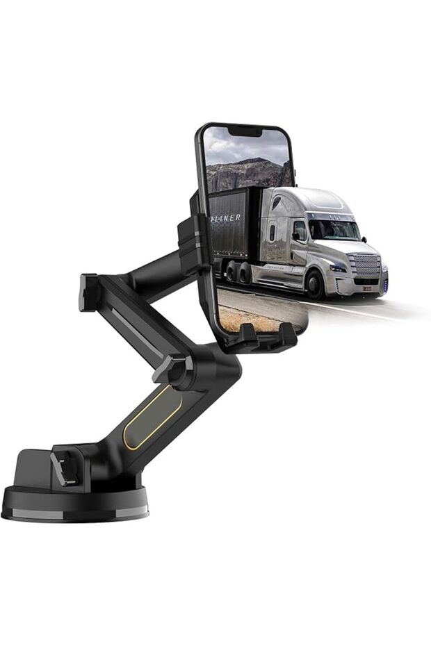 Heavy-Duty Truck Phone Mount - 16.9" Long Arm Dashboard/Windshield Holder