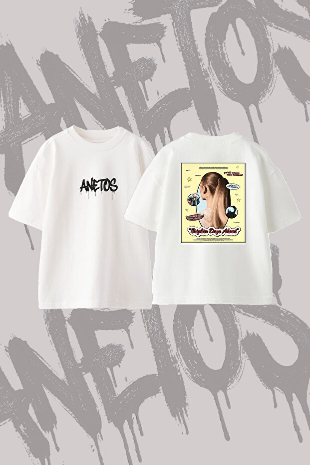 Ariana Grande_44 Design Back Printed Cotton White Oversize T-Shirt