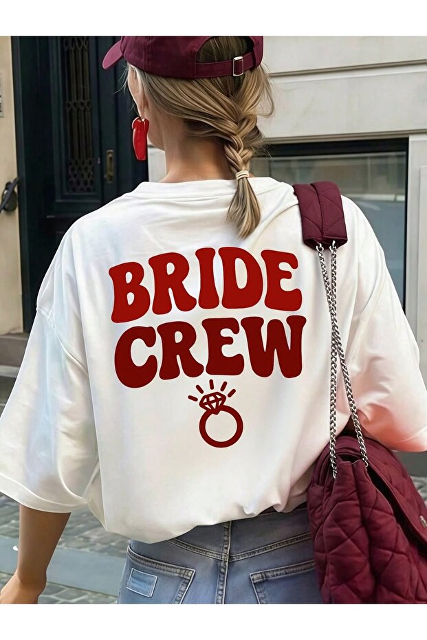 Bride T-Shirt Bride Bridesmaid Team Printed 100% Cotton Oversize T-Shirt